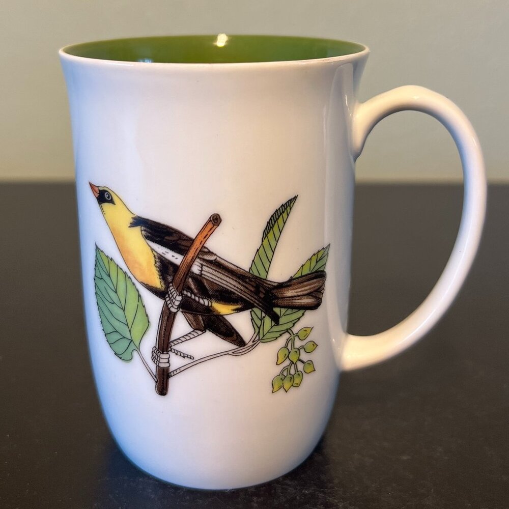 Vintage FITZ AND FLOYD Goldfinch Collectors Bird Series 1975 Porcelain Cup Mug